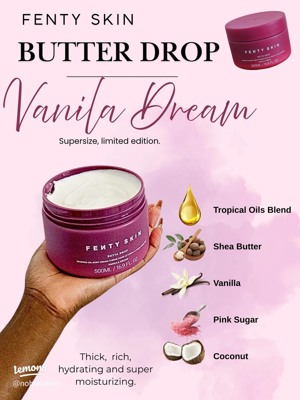 Fenty Skin Jumbo Butta Drop Whipped Oil Body Cream Vanilla Dream 500ml image 2