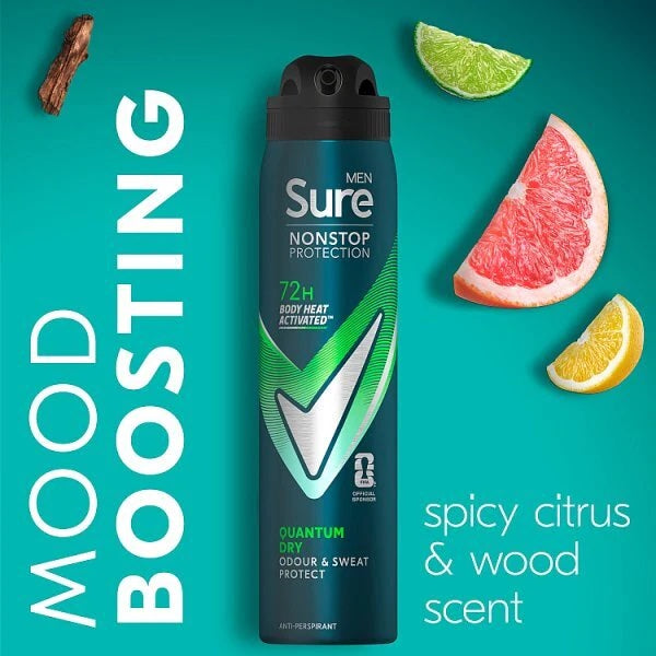Sure Men Nonstop Protection Quantum Dry Anti-Perspirant Aerosol 250 ml ( UK Version) image 1