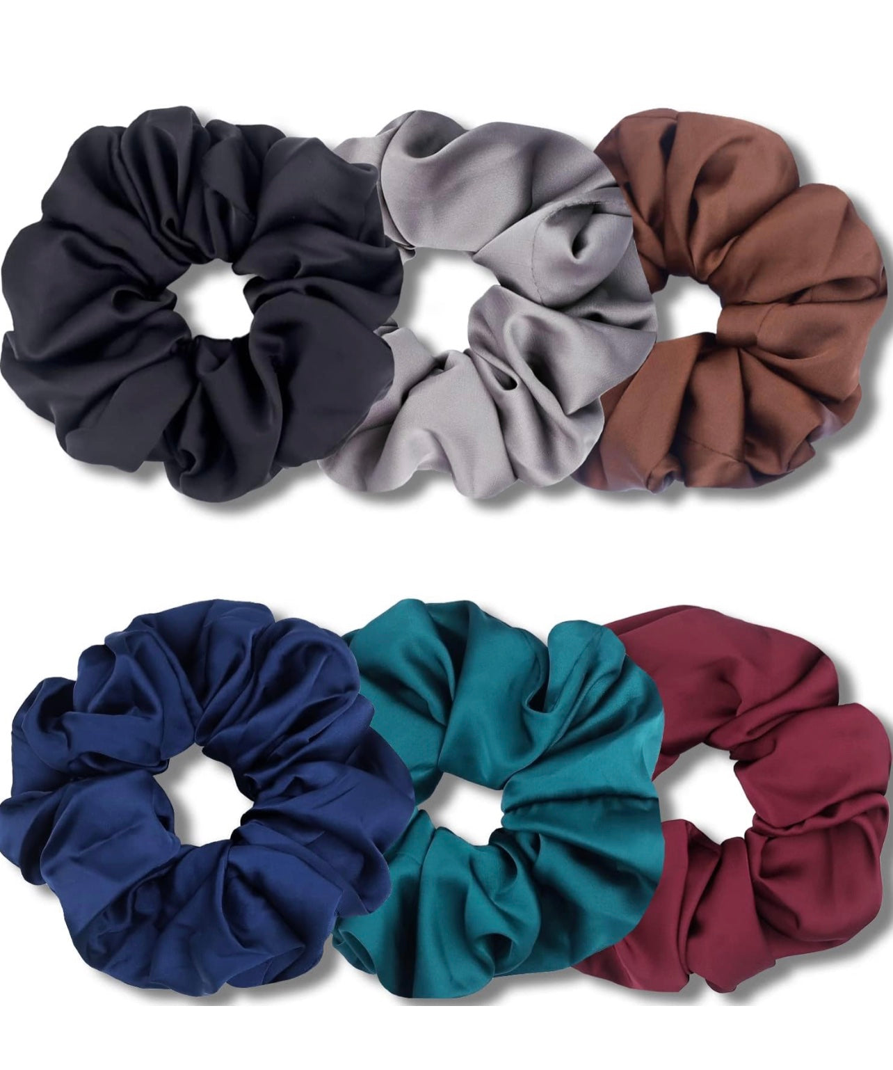 Big Scrunchies for Women Thick Hair, Premium Satin Softer than Silk - Wine image