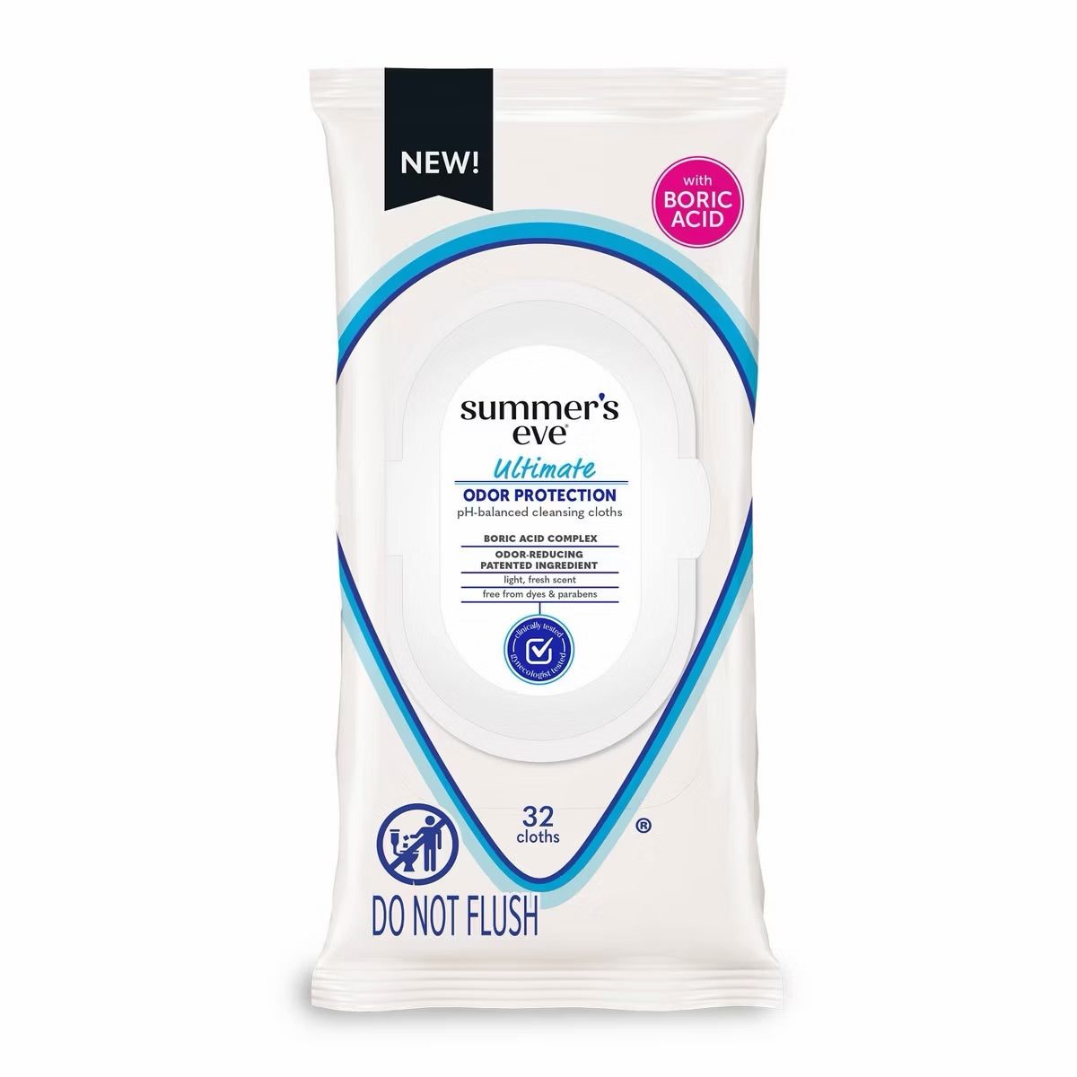 Summer's Eve Ultimate Odor Protection Feminine Wipes with Boric Acid - 32ct image 0