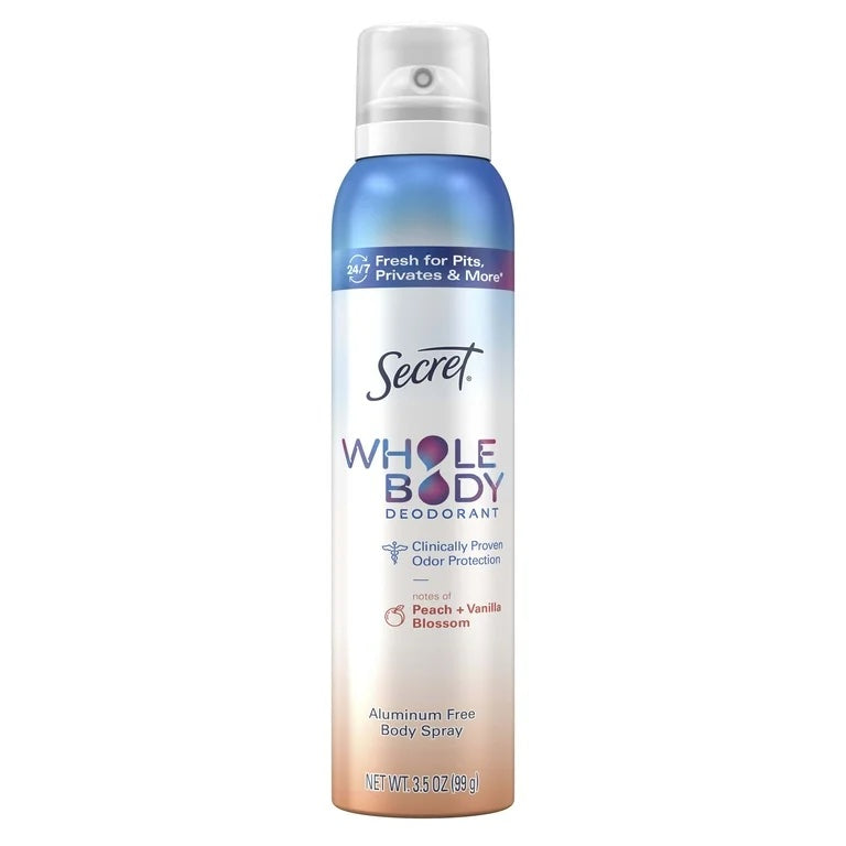 Secret Women's Whole Body Deodorant Aluminum Free Spray, Peach &amp; Vanilla 3.5oz image 0