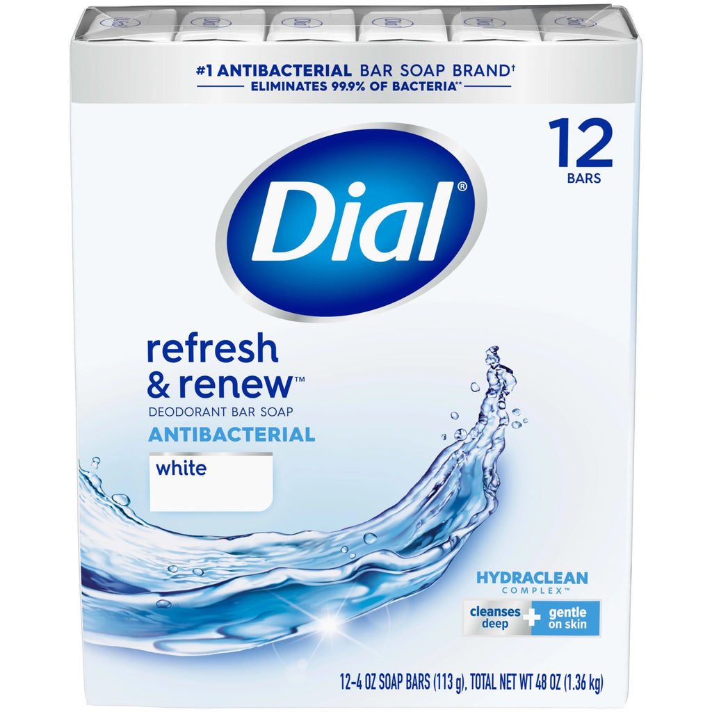 Dial Antibacterial Bar Soap, Refresh &amp; Renew, White, 4 oz - 12 pack image