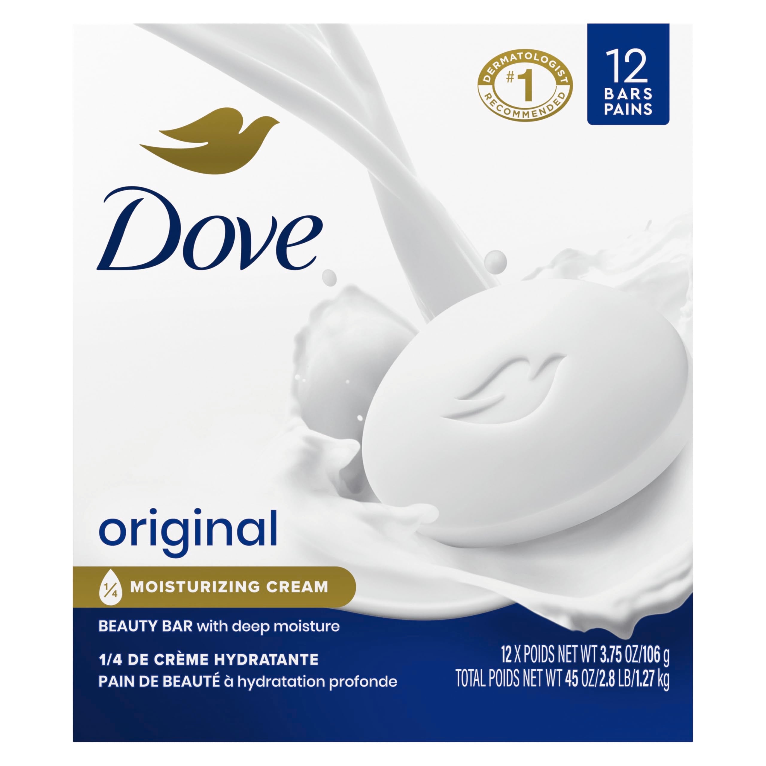 Dove Beauty Original White Moisturizing Beauty Bar Soap 12 pk image 0
