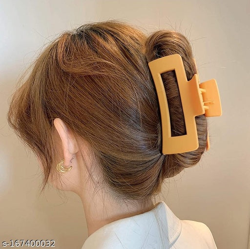 Medium Sized Claw Clips for Hair,  Matte Non-slip Rectangle - Light Brown image