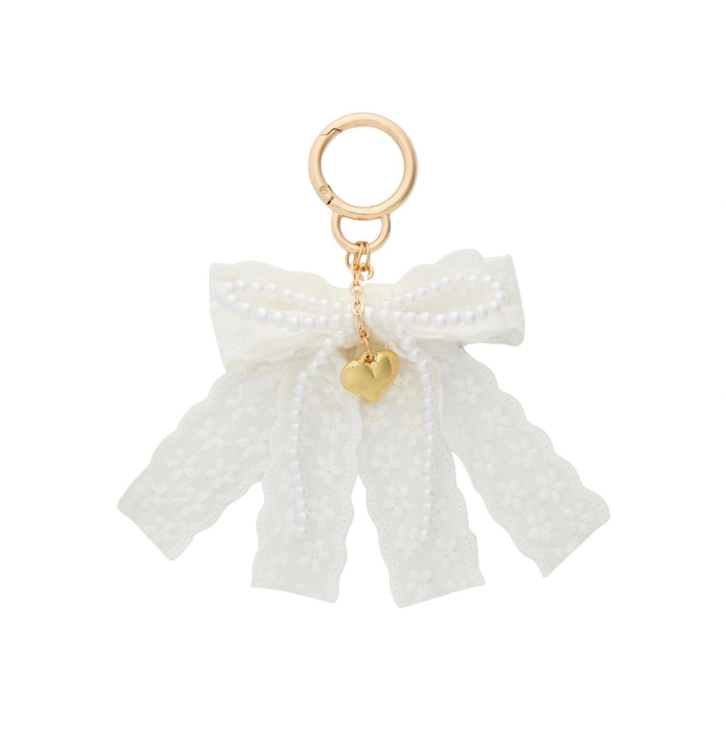 White Lace Clip On  Bag Charm image 0