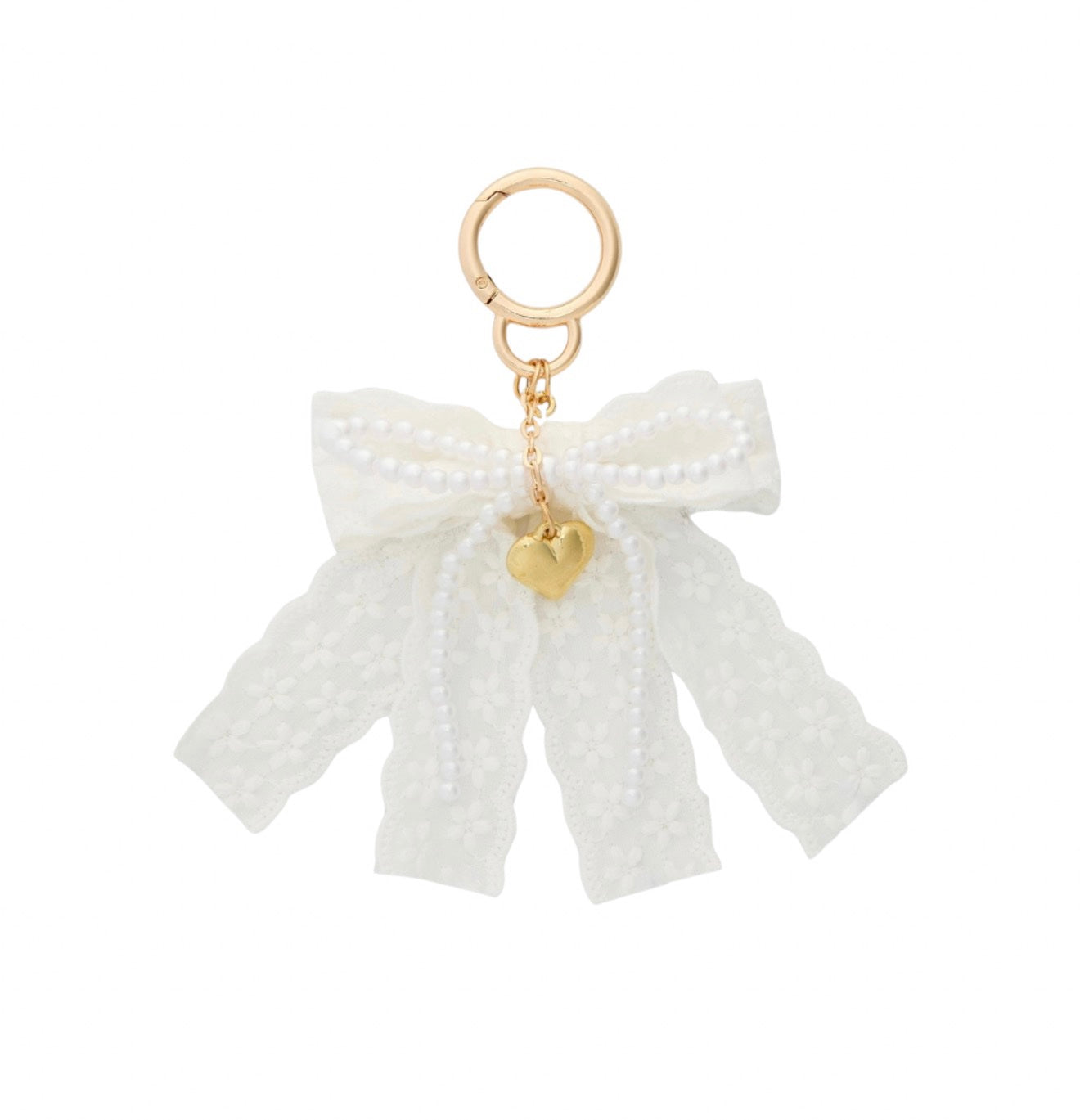White Lace Clip On  Bag Charm image 0