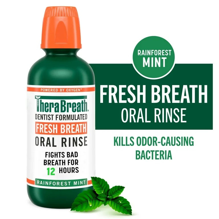 TheraBreath Fresh Breath Mouthwash, Rainforest Mint, Alcohol-Free Mouthwash 1 litre image 0