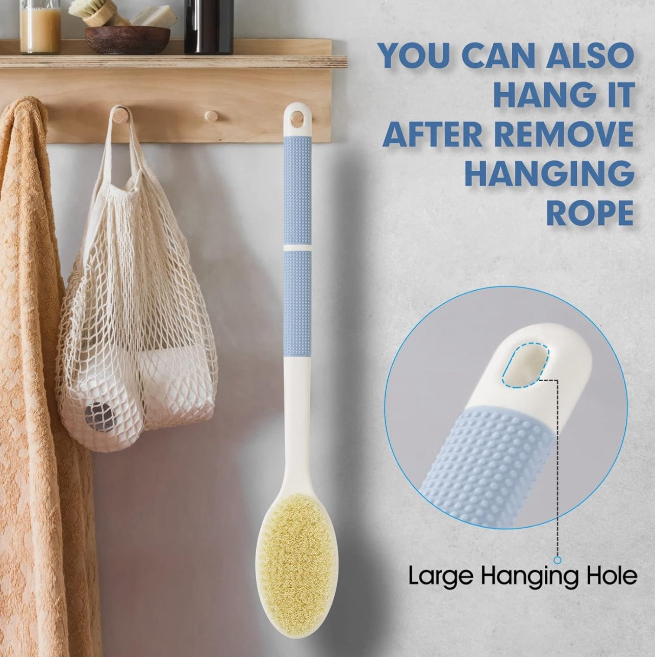Backski Long Handle Back Scrubber Brush Anti Slip for Shower image 3