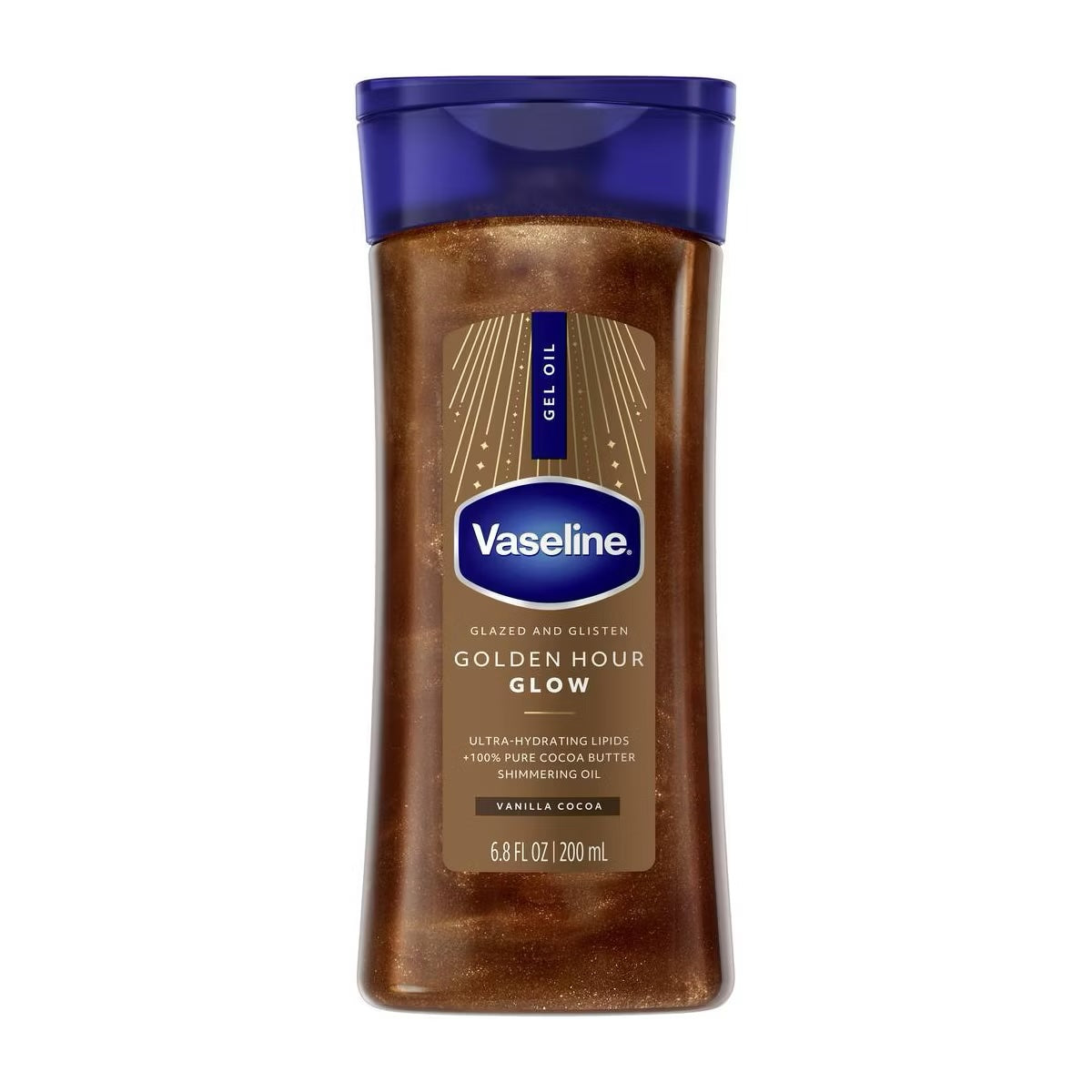Vaseline Glazed &amp; Glisten Vanilla Cocoa Shimmering Gel Body Oil - Golden Hour Glow - 6.8 fl oz image 0