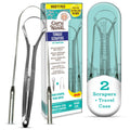GuruNanda Spoon &amp; U-Shaped Tongue Scraper Variety Pack with Travel Case, Stainless Steel, 2 Pack image 0