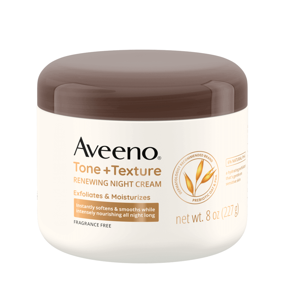 Aveeno Tone + Texture Renewing Body Night Cream, Fragrance-Free, 8oz image 0