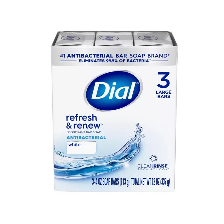 Dial Antibacterial Bar Soap, Refresh &amp; Renew, White, 4 oz - 3 pack image