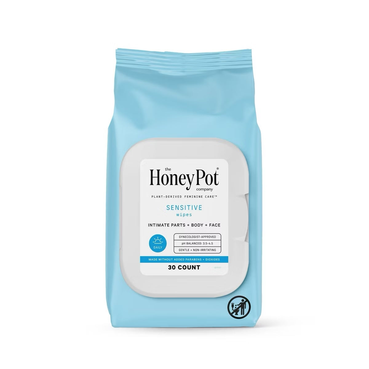 The Honey Pot Company, Sensitive Daily Feminine Cleansing Wipes, Intimate Parts, Body or Face image 0