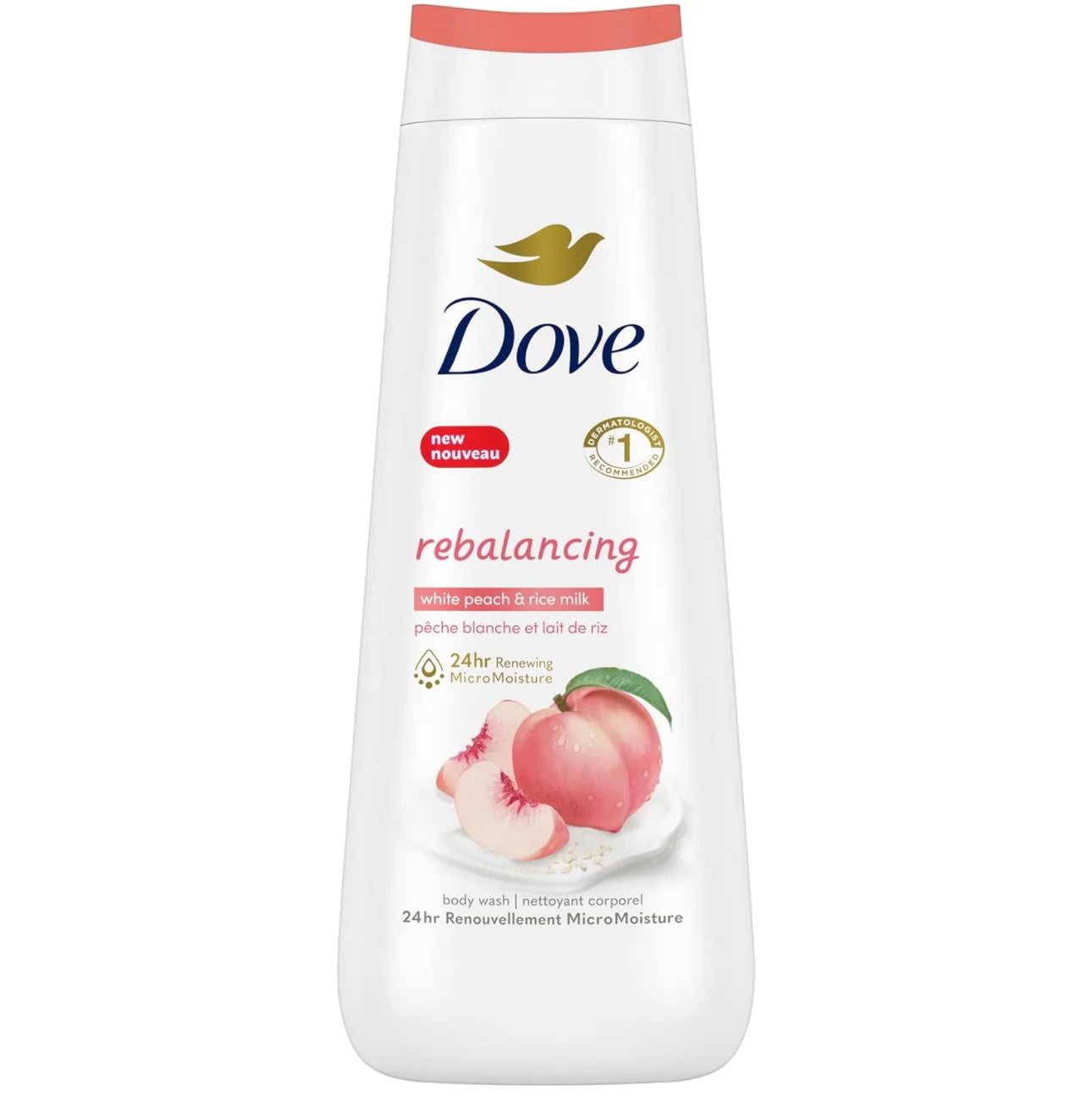 Dove Beauty Rebalancing White Peach and Rice Milk Body Wash - 20 fl image 0