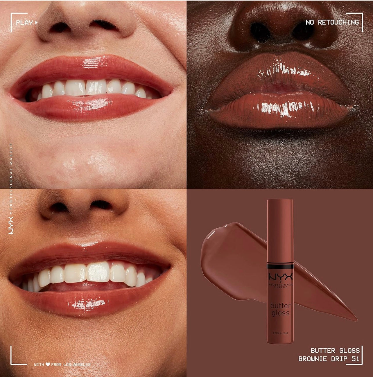 NYX Professional Makeup Butter Lip Glosses - brownie drip image