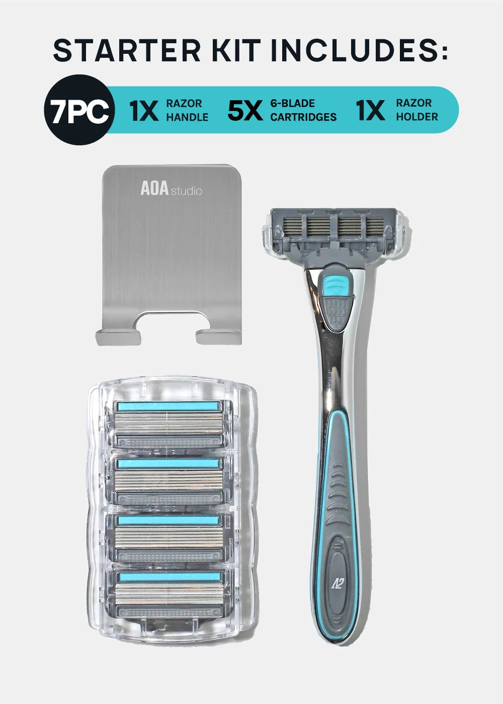 AOA A2 MEN'S 6-BLADE RAZOR STARTER KIT image 1