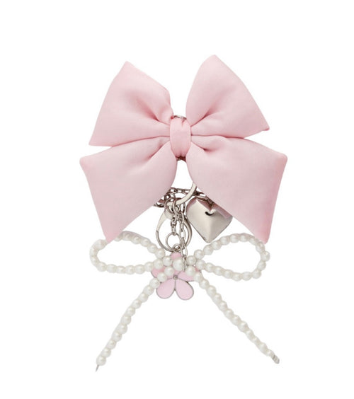 Baby Pink Padded Bow Bag Charm image 0