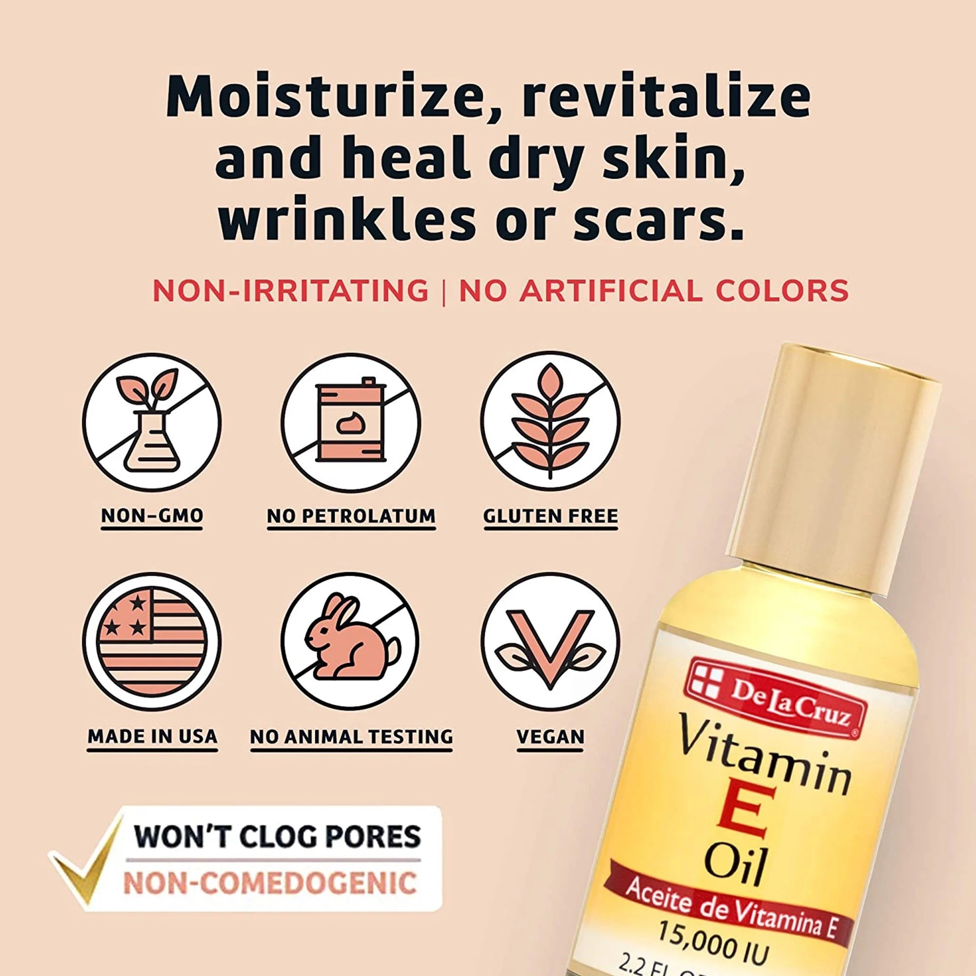 De La Cruz Vitamin E Oil - 2.2 fl oz image 1