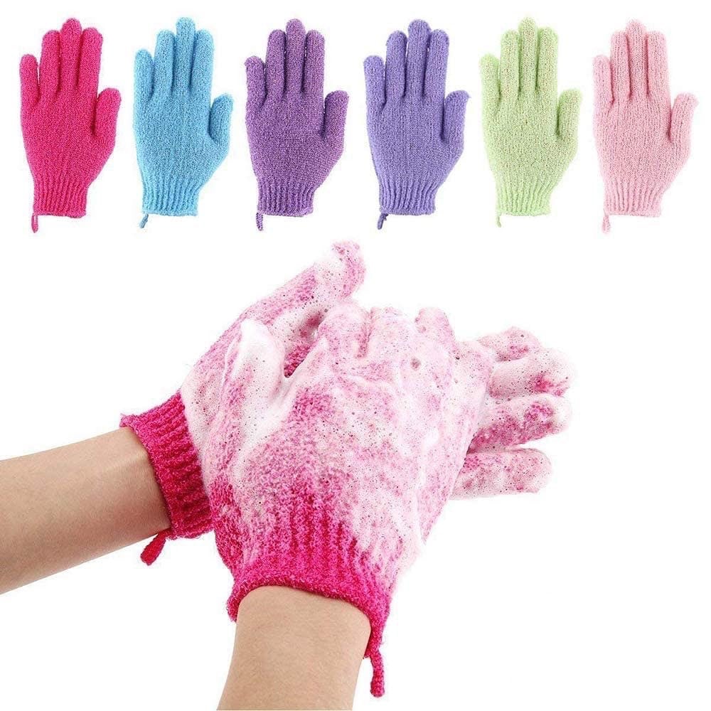Thick Exfoliating Shower Bath Gloves - Hot Pink image