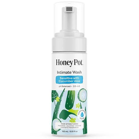 The Honey Pot Intimate Wash, Sensitive with Cucumber Aloe, 5.51 fl oz