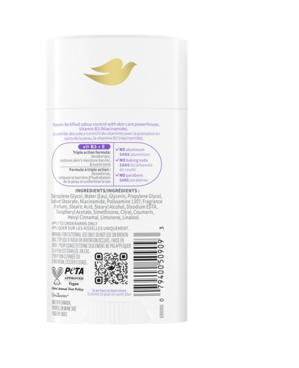 Dove VitaminCare+ Aluminum-Free Deo Stick  Lavender & Chamomile