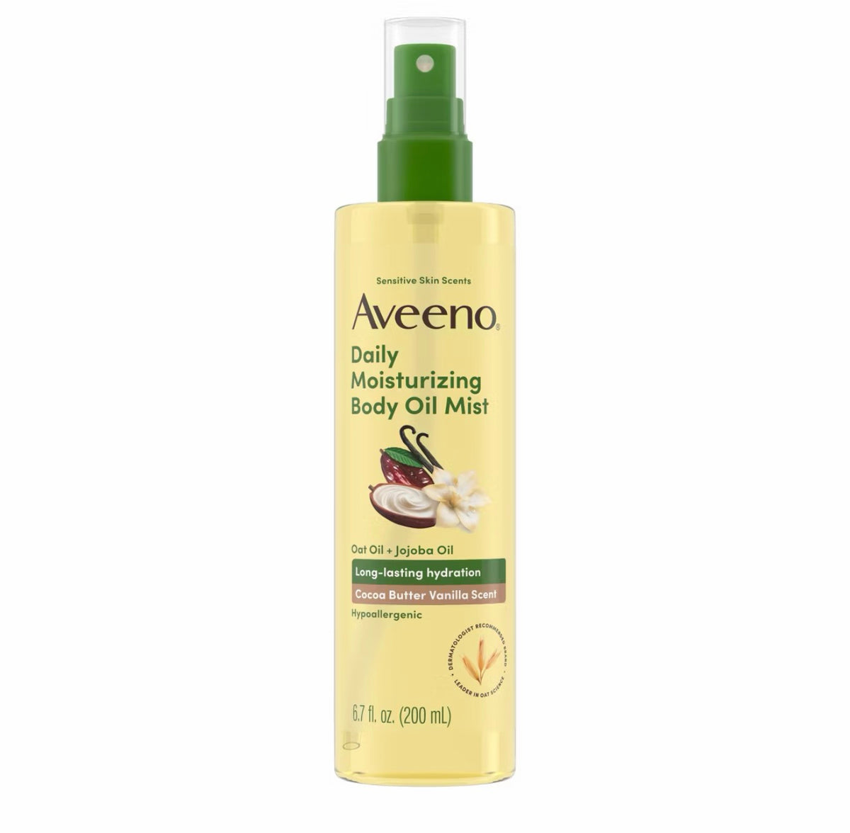 Aveeno Daily Moisturizing Body Oil Mist with Oat and Jojoba Oil - Cocoa Butter Vanilla Scent - 6.7 fl oz