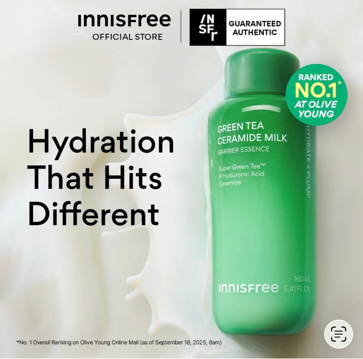 Innisfree Green Tea Ceramide Milk Barrier Essence