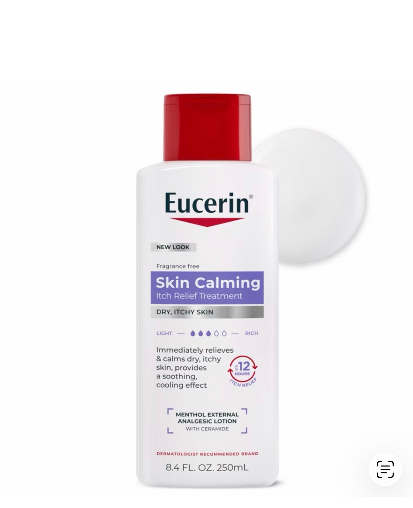 Eucerin Itch Relief Intensive Calming Lotion for Sensitive Dry Skin Unscented