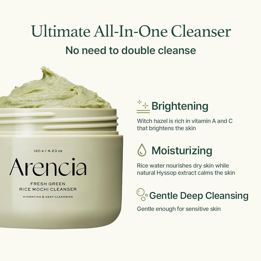 Arencia Fresh Green Rice Mochi Cleanser, Gentle Daily Cleanser