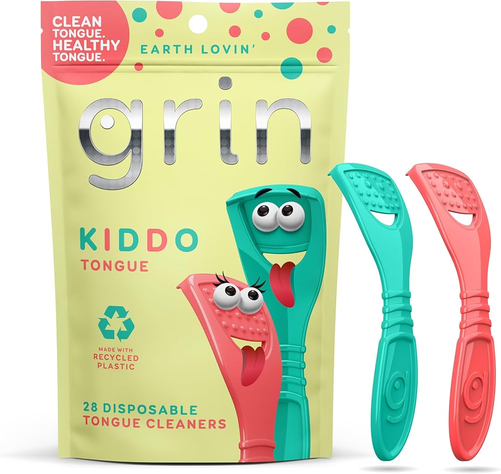 Grin Kiddo Tongue Cleaner Children’s Disposable Tongue Scraper 28 Ct