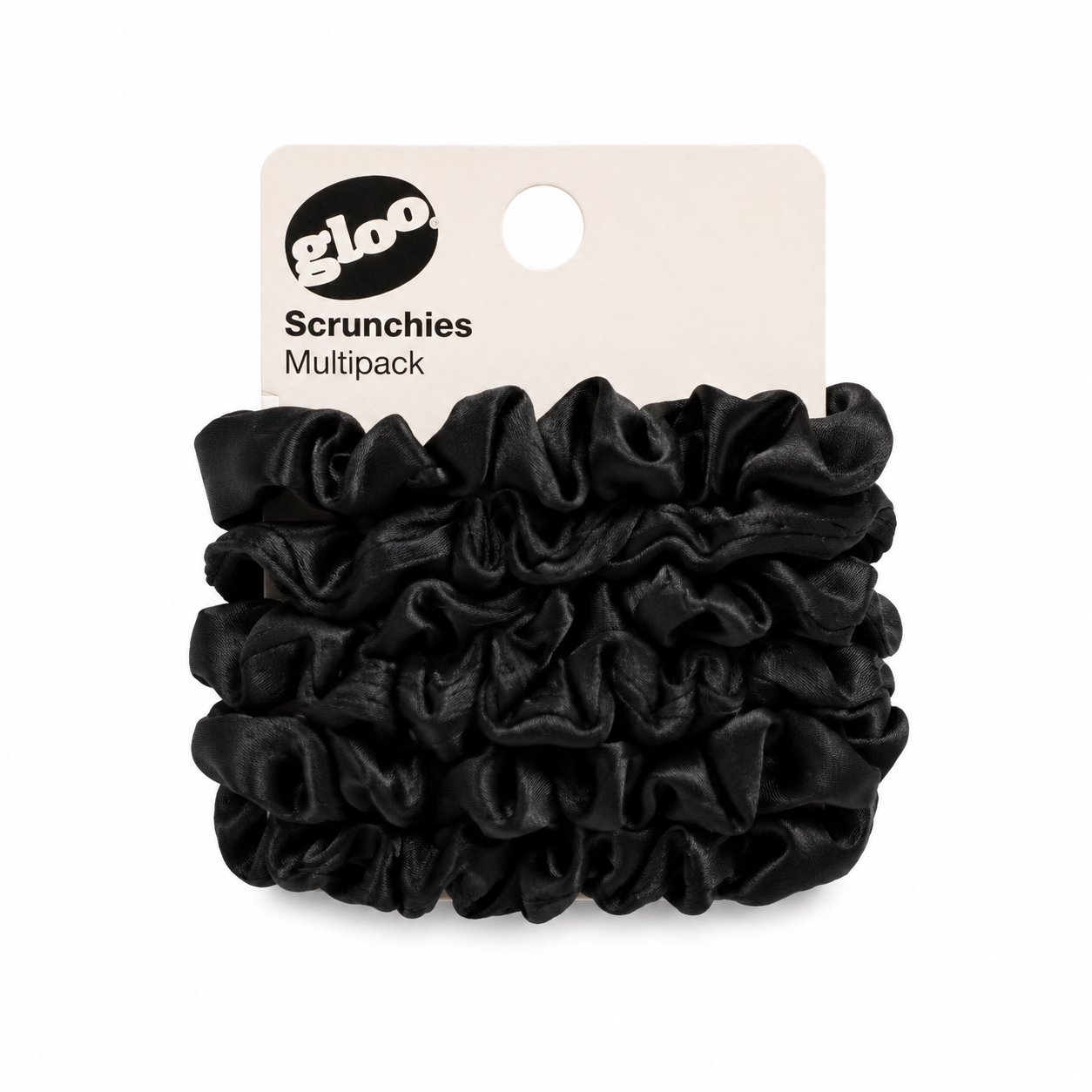 Black Satin Scrunchies – 5 Pack