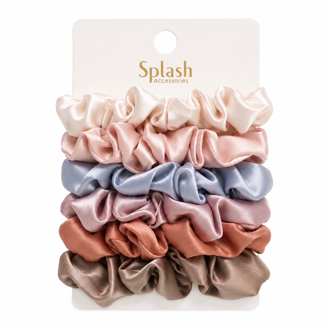 Satin Scrunchies – 6 Pack (Neutral Tones)