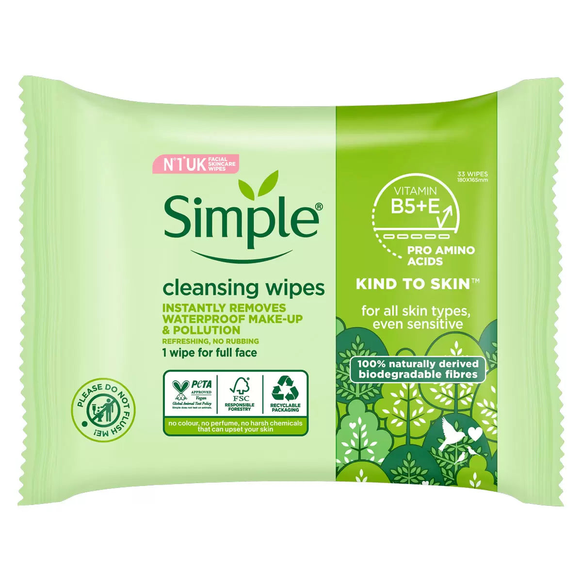 Simple Cleansing Facial Wipes 33 ct