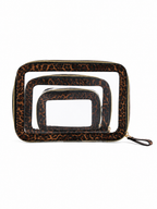 Leopard Print Clear Cosmetic Bag Set – 3 Pack