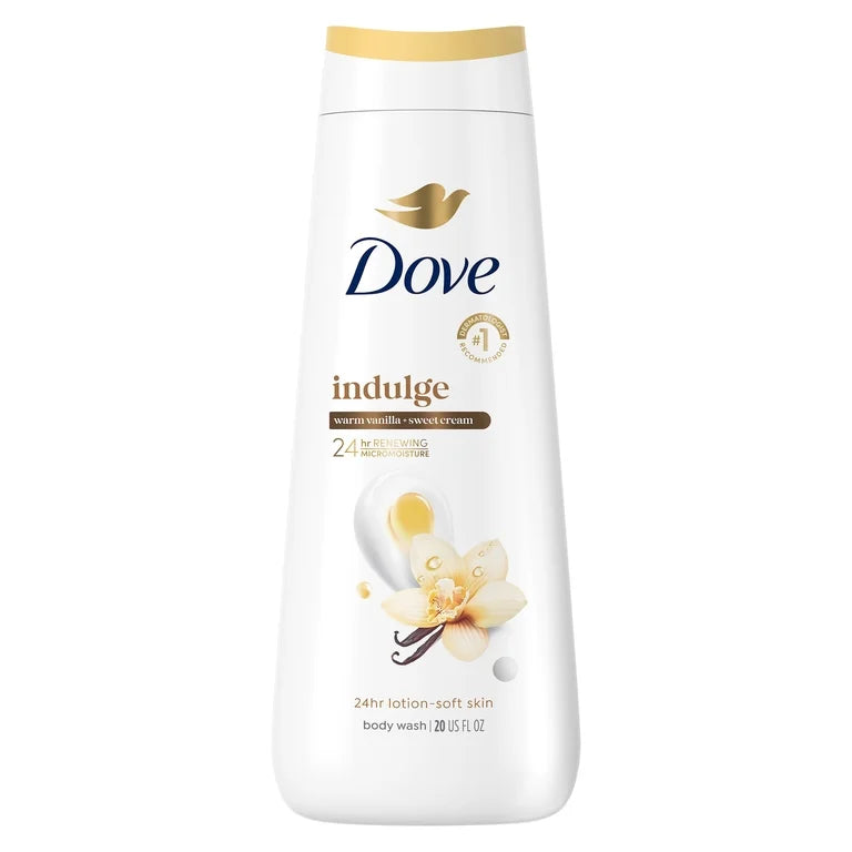 Dove Indulge Body Wash Warm Vanilla + Sweet Cream For Hydrated & Soft Skin, 20 fl oz