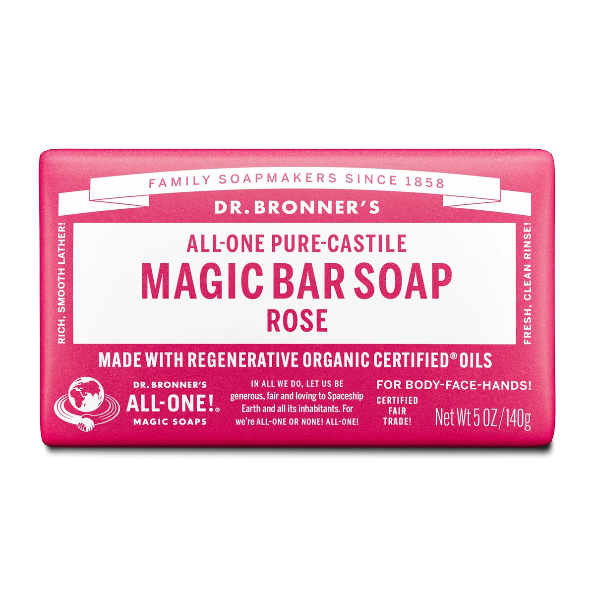 Dr. Bronner's All-One Pure-Castile Magic Bar Soap - Rose 5 oz