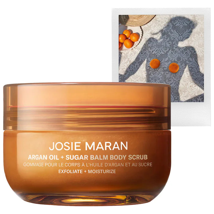 JOSIE MARAN  Topless Tangerine - Argan Oil + Sugar Balm Refillable Exfoliating Body Scrub Jar