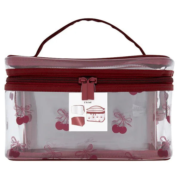 Cherry Burgundy Large PVC Cosmetic Bag 3 Pack