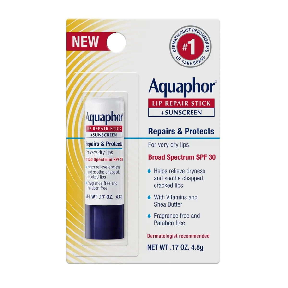 Aquaphor Lip Balm Repair Stick for Chapped Lips - SPF30
