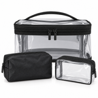 Black Clear 3 in 1 Cosmetic Bag Set