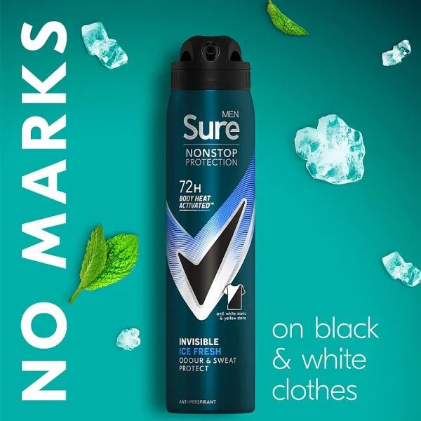 Sure Men Nonstop Invisible Ice Fresh Anti-Perspirant Aerosol 250 ml image 1