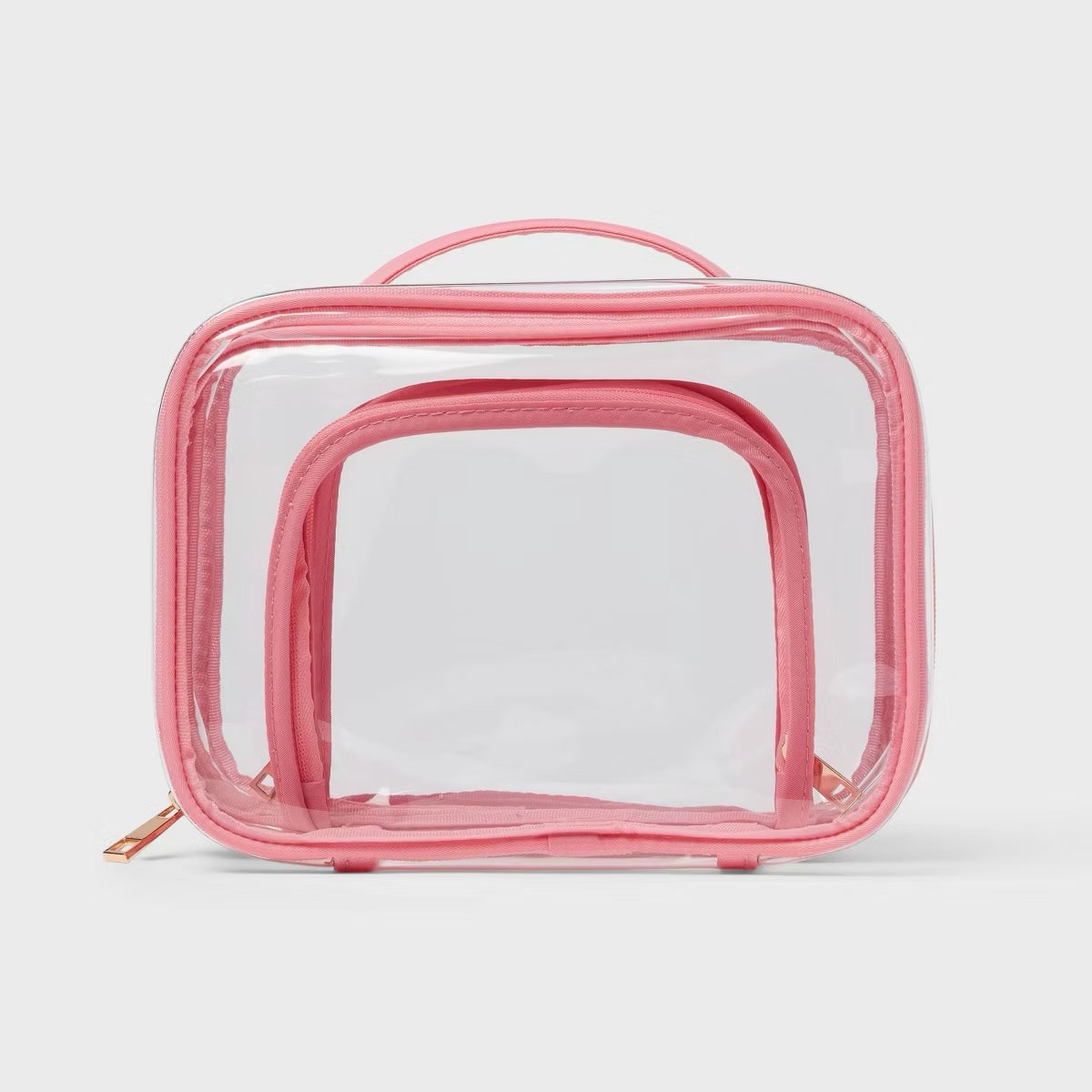 Double Sided Essentials Bag - Clear/Pink image 0
