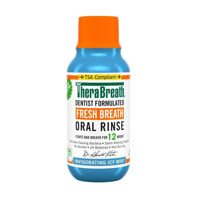 TheraBreath Fresh Breath Mouthwash, Icy Mint, Alcohol-Free, Travel Size, 3 fl oz image 0