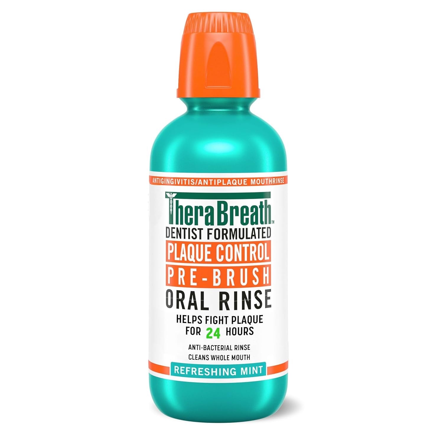 TheraBreath Plaque Control Pre-Brush Oral Rinse, Refreshing Mint, 16 fl oz image 0
