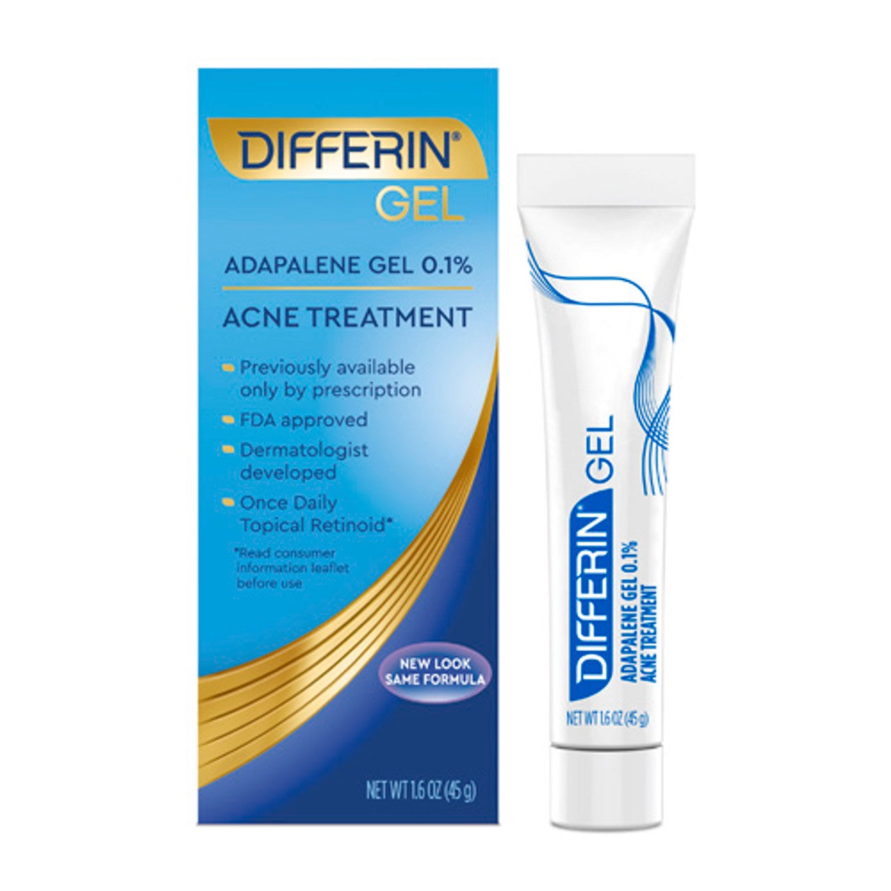 Differin Gel Adapalene Gel 0.1% Acne Treatment - 45g image