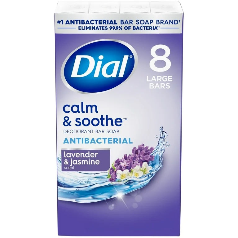 Dial Antibacterial Bar Soap, Calm &amp; Soothe, Lavender &amp; Jasmine Scent image 0
