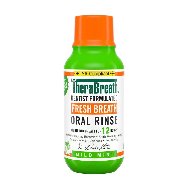 TheraBreath Fresh Breath Mouthwash, Mild Mint, Travel Size, 3 fl oz image 0