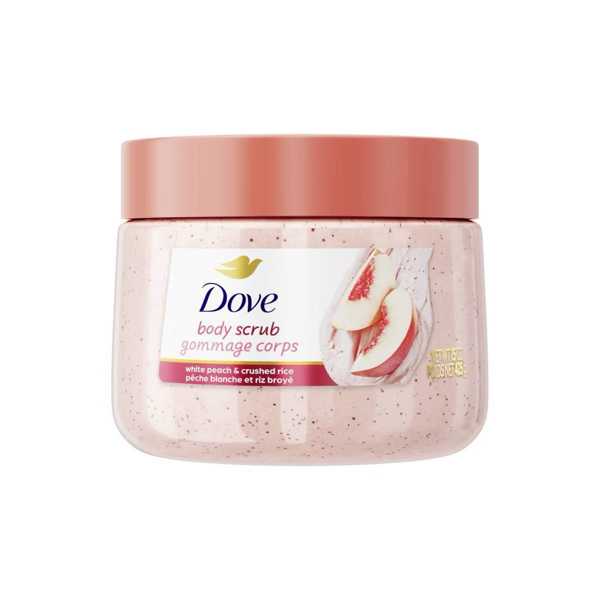 Dove Beauty Exfoliating Body Scrub - White Peach &amp; Crushed Rice - 15oz image 0