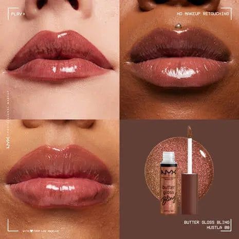 NYX Butter Gloss Bling Non-Sticky Lip Gloss- Hustla image 1