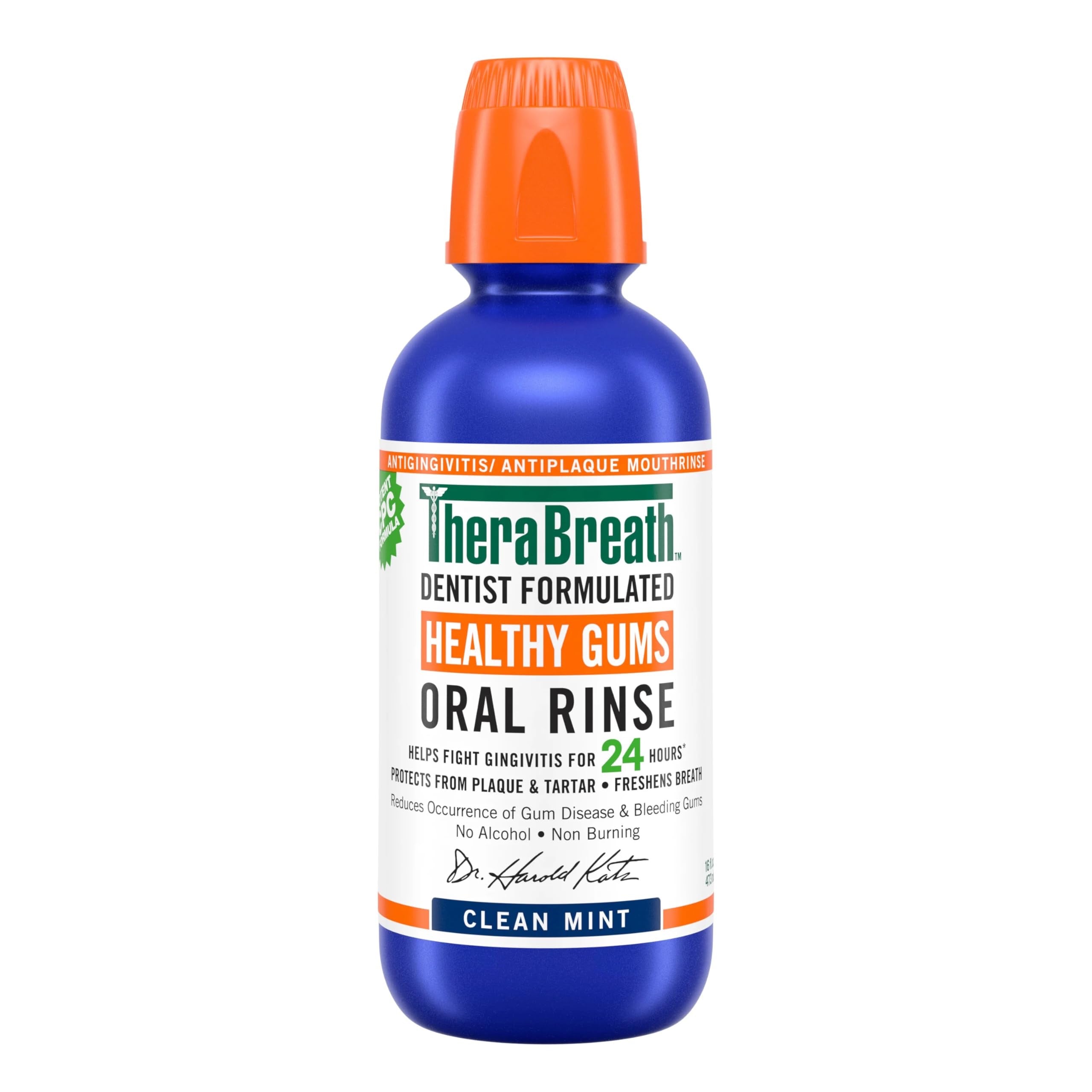 TheraBreath Healthy Gums Mouthwash, Antigingivitis Mouth Rinse for Adults, Clean Mint, 16 fl oz image 0